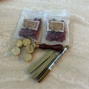 Christmas sealing wax kit red and gold with metallic marker